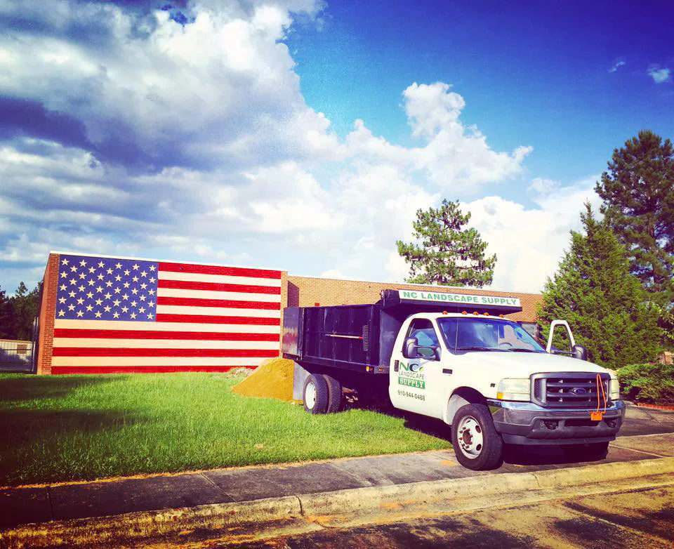 American Flag and Dump truck
